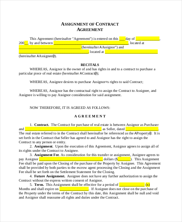 plc assignment of contract