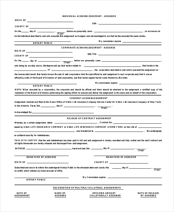 contract assignment form