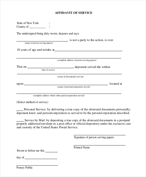 FREE 11+ Sample Affidavit of Service Forms in PDF | MS Word | Excel