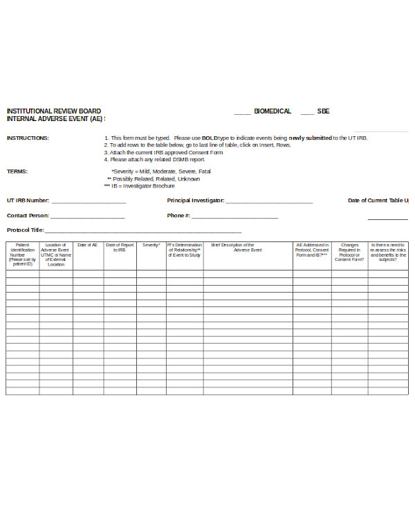 FREE 9 Sample Adverse Event Forms In PDF MS Word Excel FREE 9 Sample Adverse Event Forms In PDF MS Word Excel