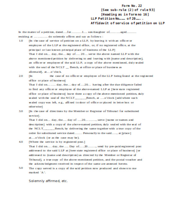 FREE 11+ Sample Affidavit of Service Forms in PDF MS Word Excel
