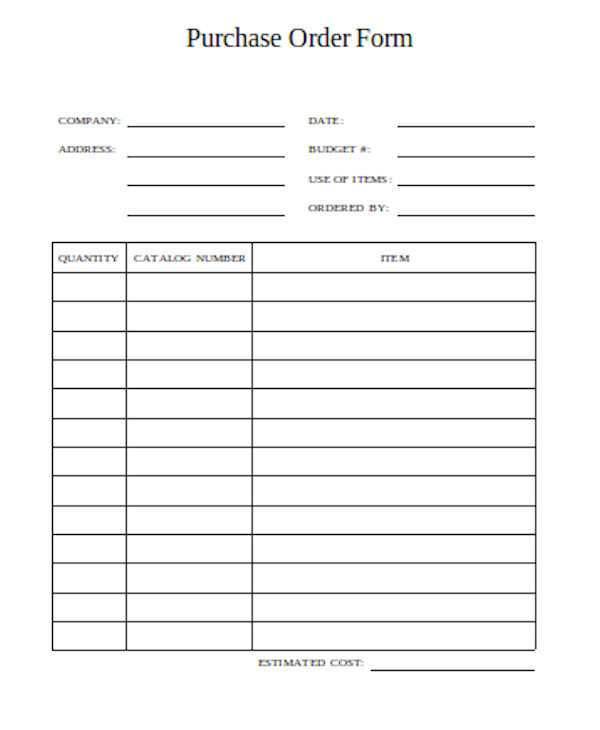 basic purchase order form