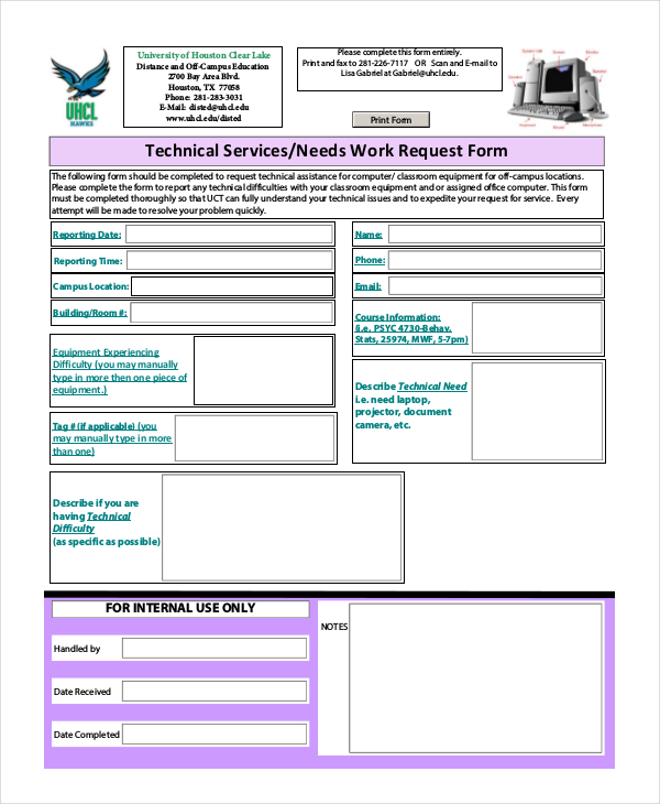 computer service request form