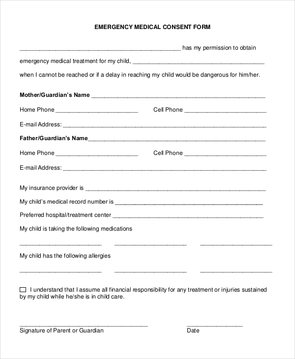 emergency medical consent form