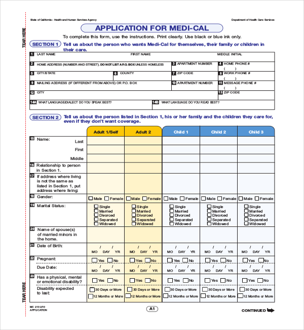 Free 9 Sample Medical Application Forms In Pdf Ms Word Excel 7085