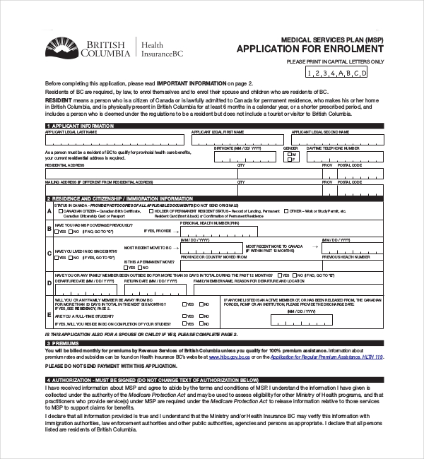 FREE 9+ Sample Medical Application Forms in PDF | MS Word | Excel