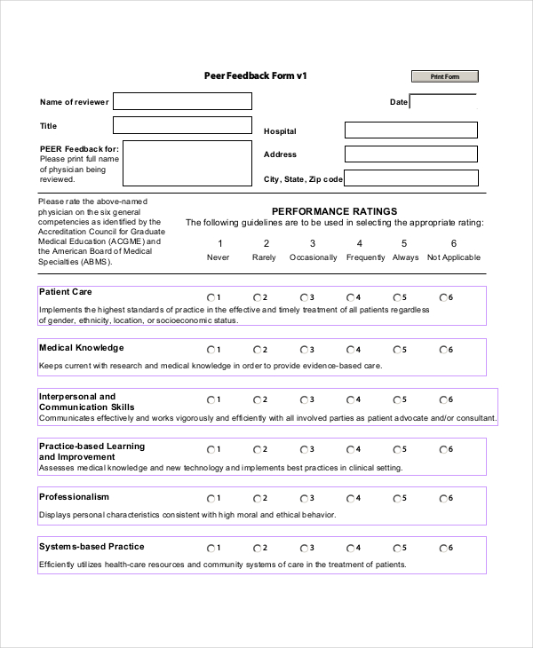 peer feedback form v1