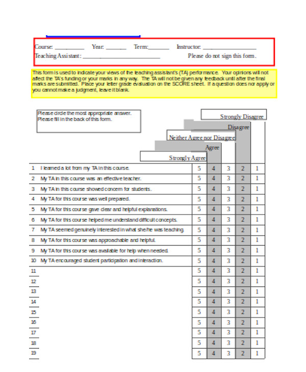 printable teacher feedback form