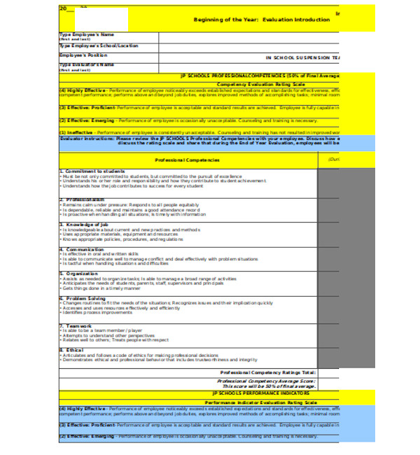 FREE 20+ Sample Teacher Evaluation Forms in PDF | Excel | Word