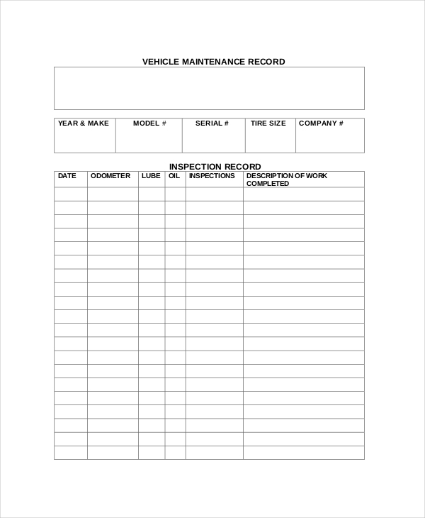 vehicle maintenance record form