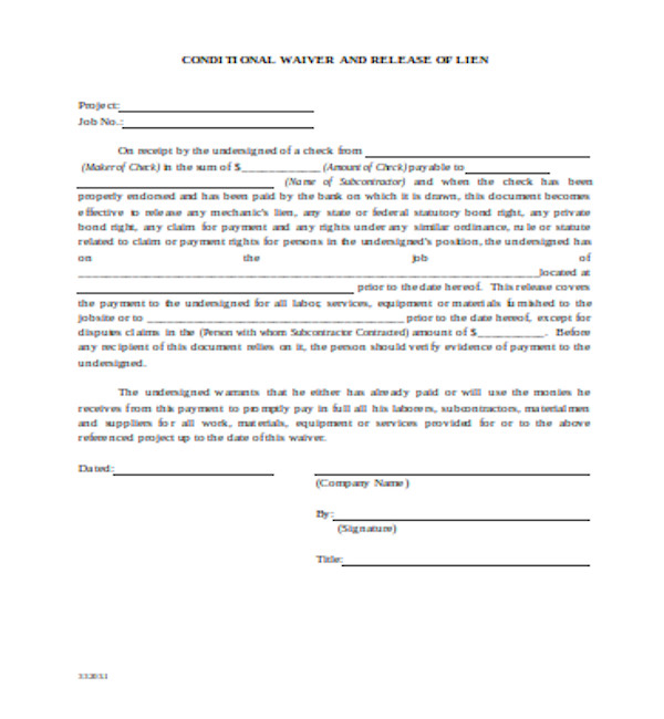 waiver and lien release form