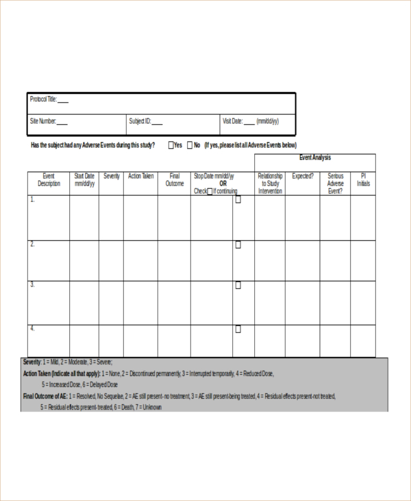 adverse event analysis form