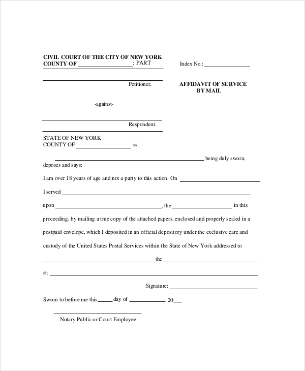 Affidavit Of Service Template