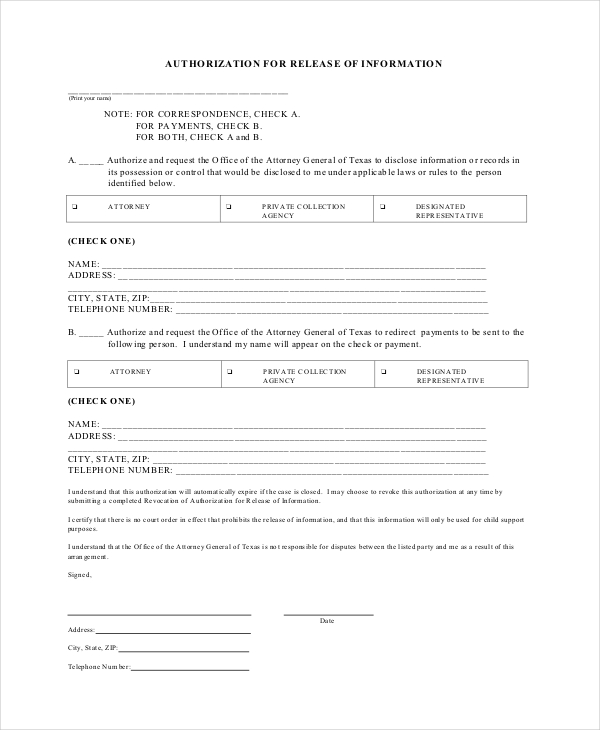 attorney general release form