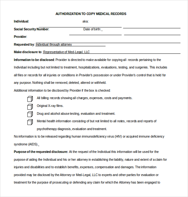 attorney medical authorization form