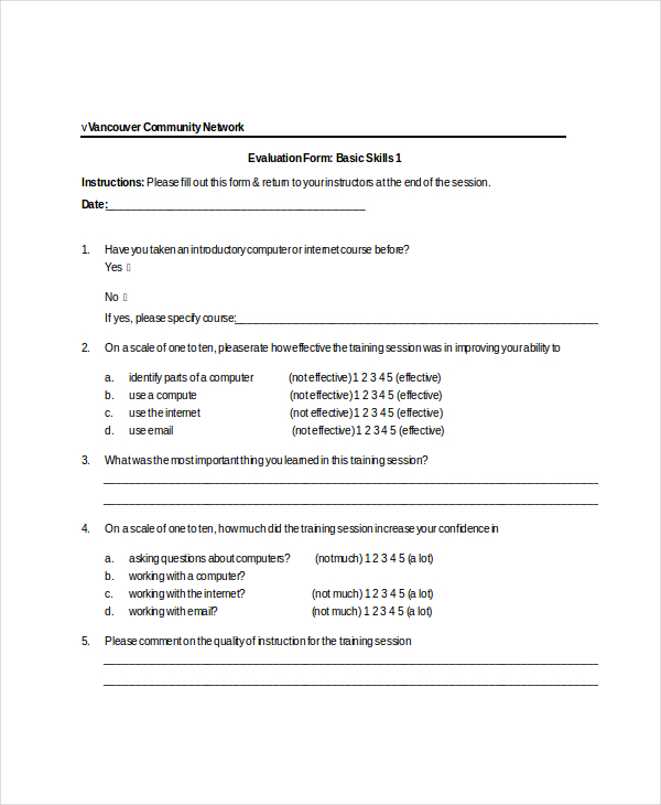 basic computer training feedback form