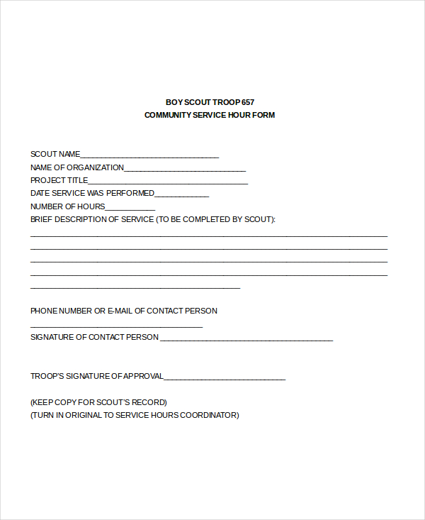 FREE 9 Sample Service Hours Forms In PDF Word