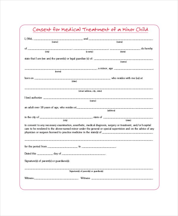 child medical consent form