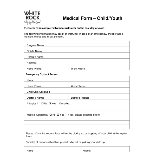 child medical waiver form