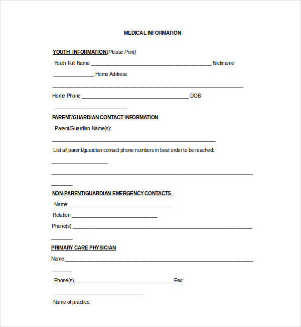 church medical release form