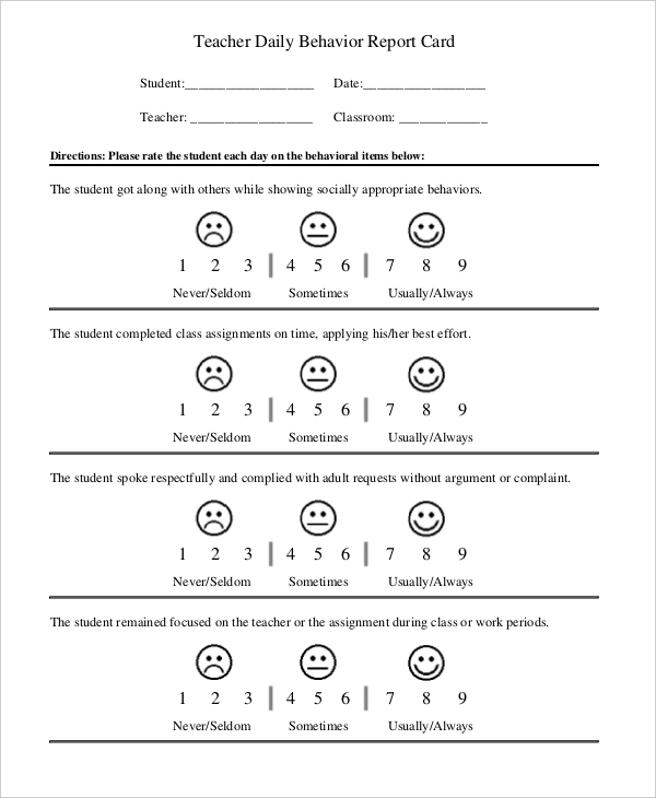 classroom behavior tracking form