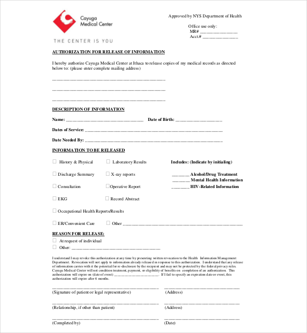 cmc medical records release form