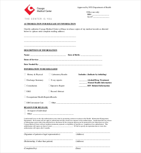 form va health 19 Records  Sample Sample Medical   Release Forms Forms