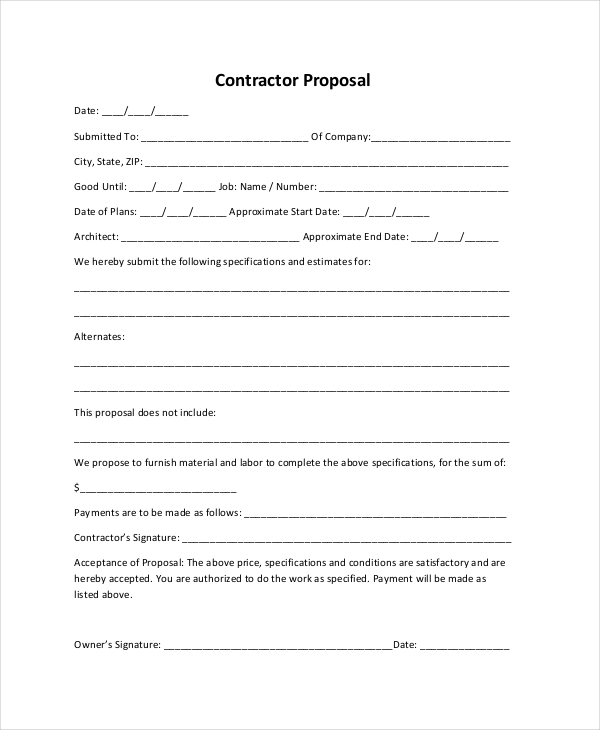 FREE 8+ Sample Construction Proposal Forms in PDF | MS Word | Excel