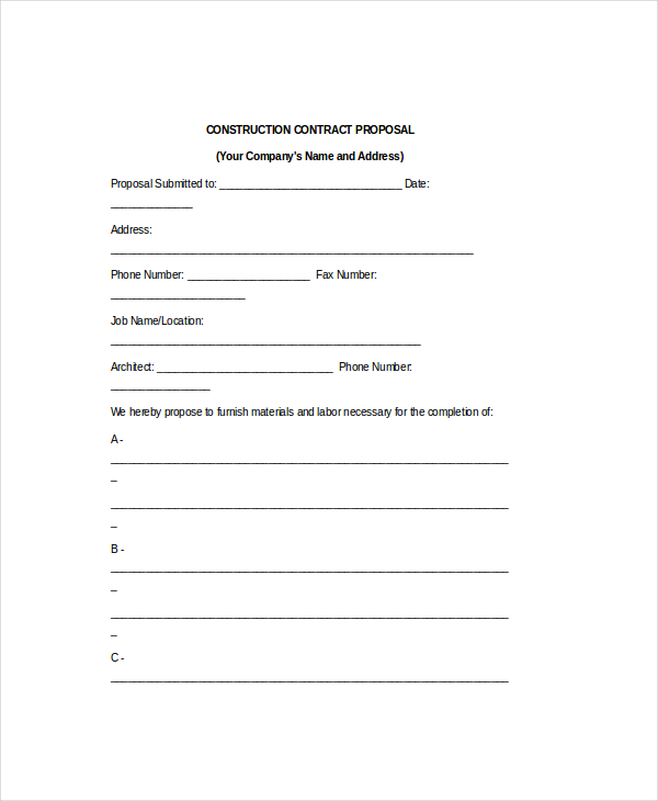 construction proposal acceptance form