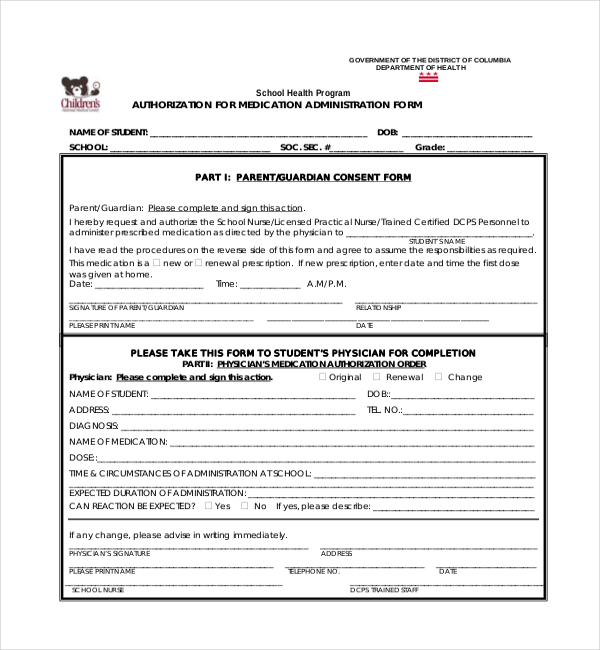 dc medical authorization form