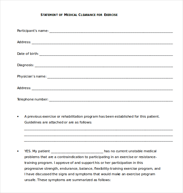 27+ Sample Medical Clearance F   orms | Sample Forms