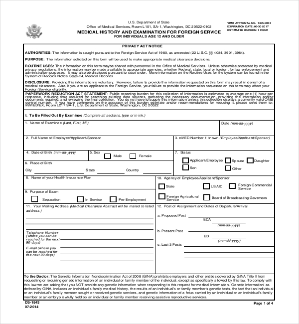 foreign service medical clearance form
