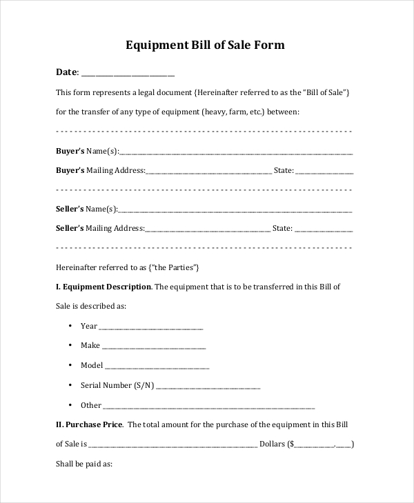 FREE 9+ Sample General Bill of Sale Forms in PDF Word Excel