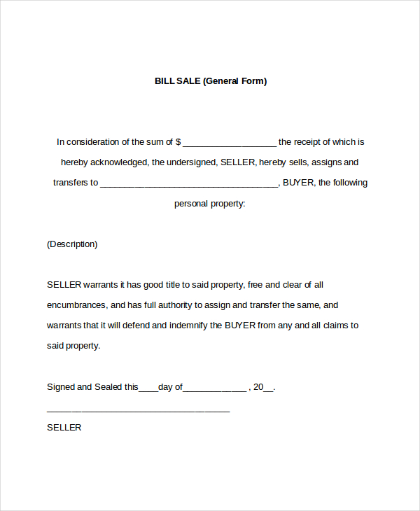 bill of sale template free