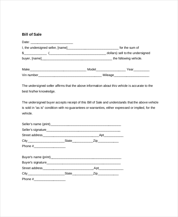 Bill Of Sale For Car Template from images.sampleforms.com