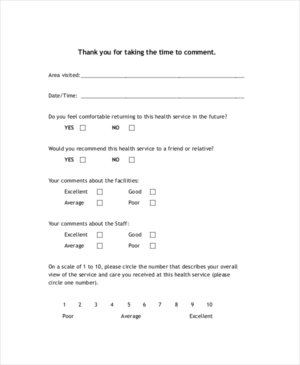 health service feedback form