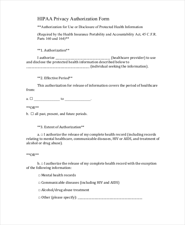 hipaa general release form