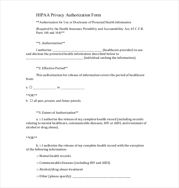 hipaa medical release form