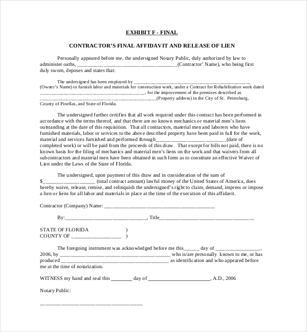 house lien release form