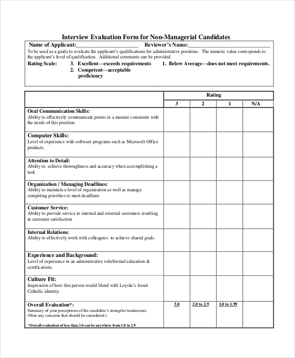 FREE 12 Sample Interview Feedback Forms In PDF MS Word