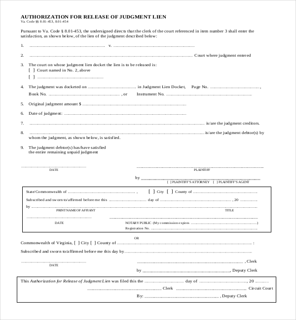 Free 13 Lien Release Sample Forms In Ms Word Pdf Excel 3205