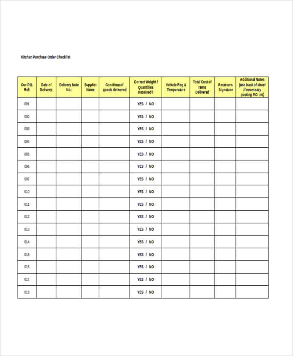 kitchen purchase order form