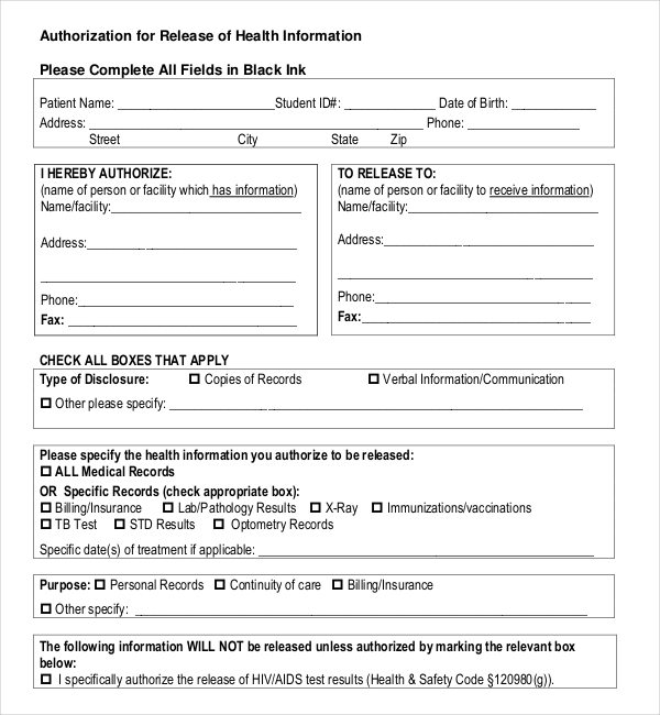 legal medical release form