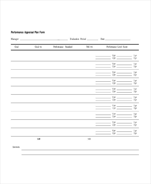 manager performance appraisal form