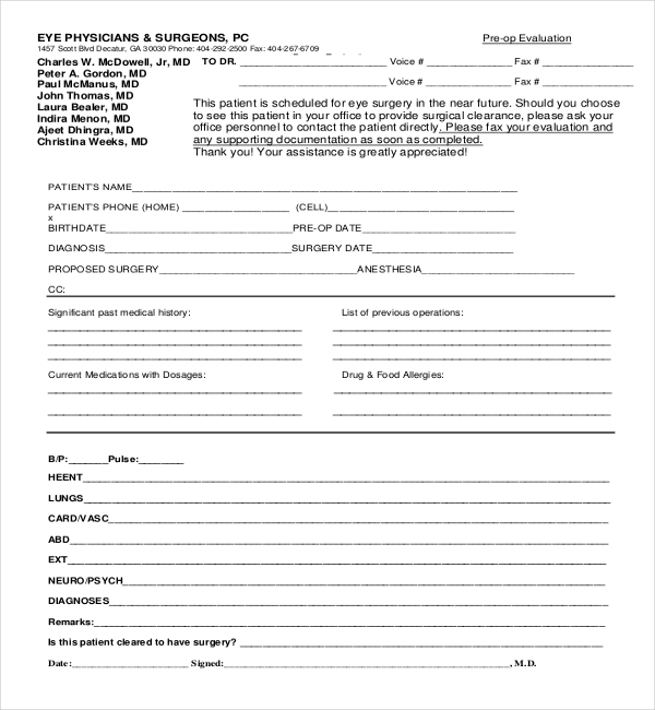  Medical Clearance For Surgery Template Database