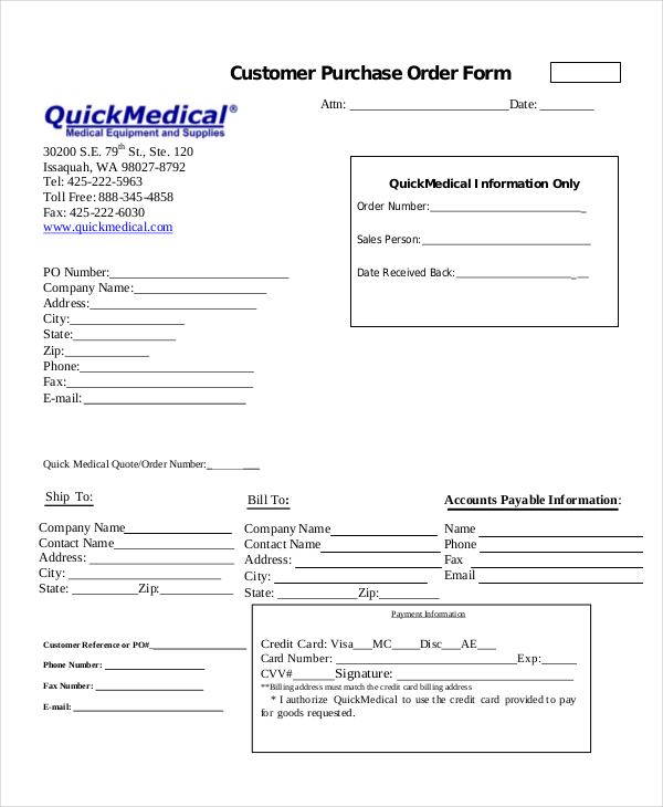 medical purchase order form