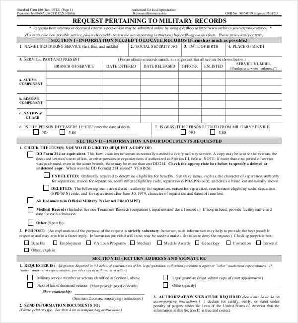 military medical release form