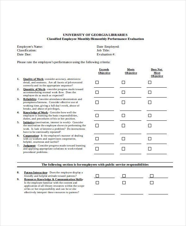 FREE 13 Sample Performance Appraisal Forms In PDF MS Word Excel