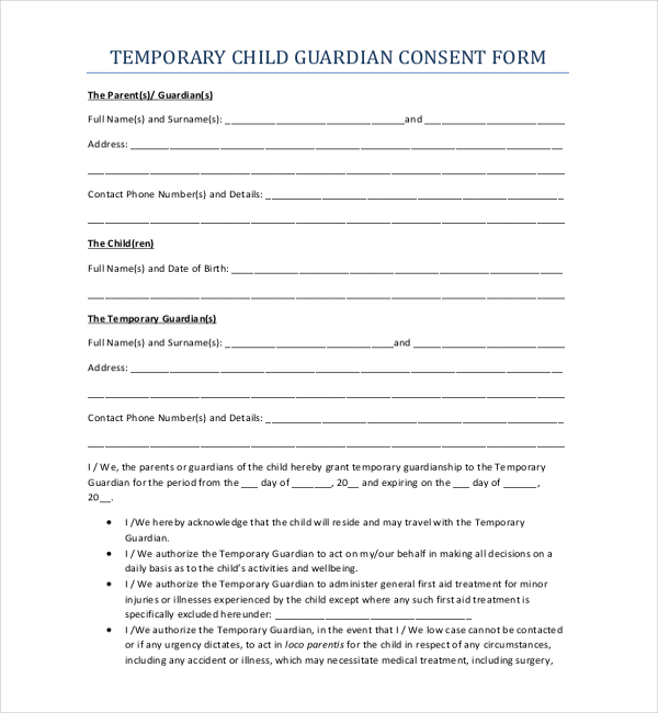 temporary medical release form