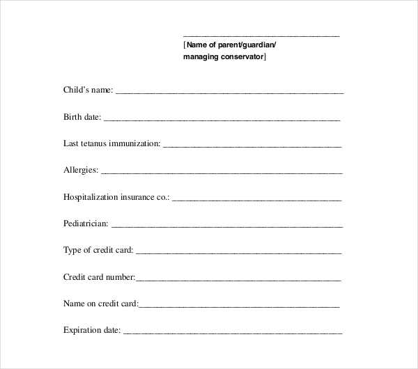 texas child medical consent form